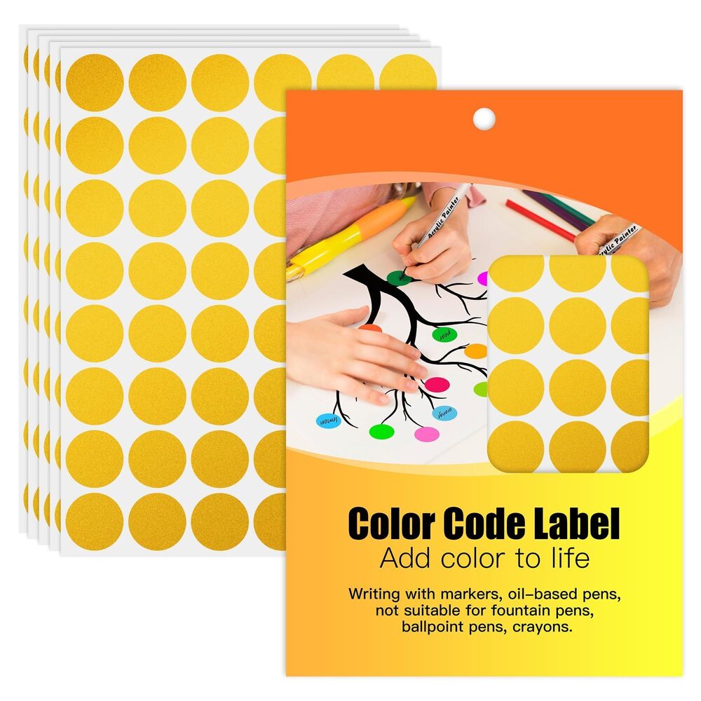 9759 1 Inch Colored Dot Stickers Round Labels 720 Dots, 15 Sheets - Round